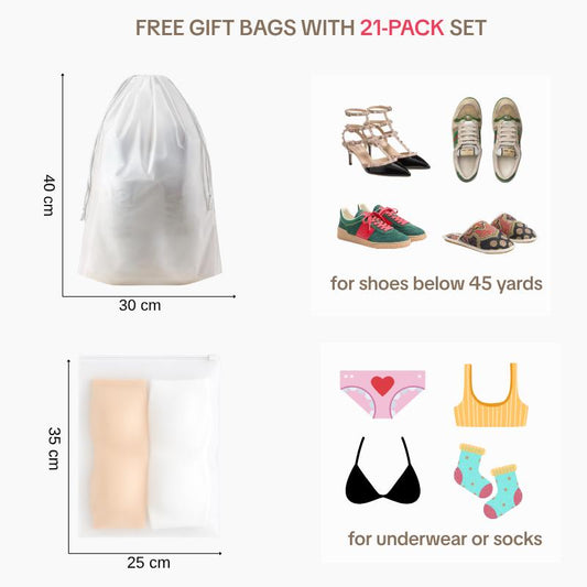 TravelTight™ Frosted Drawstring Bag & Packing Pouch x2